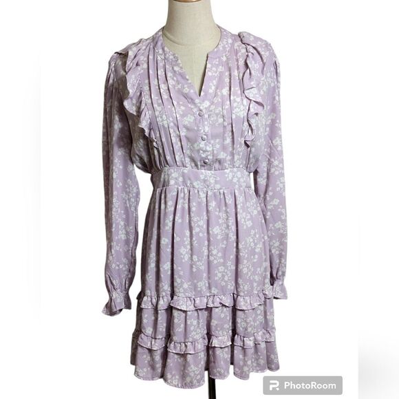 By The Diner Lilac Purple Ruffle Dress - Picture 1 of 6